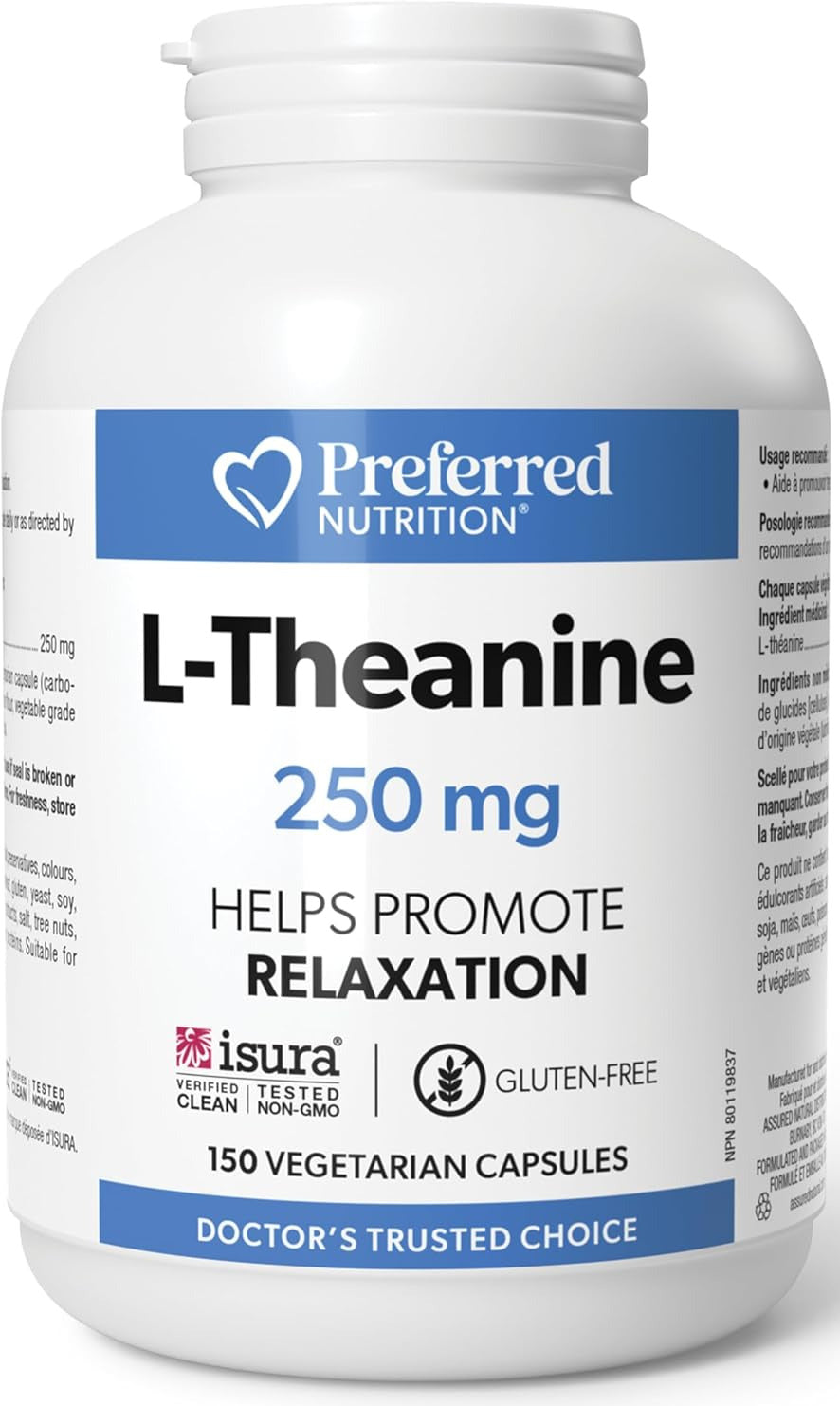 PREFERRED NUTRITION - L-Theanine (250 mg - 150 Veg Caps)