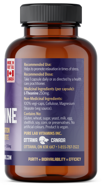 Brown supplement bottle with a blue label on a white background