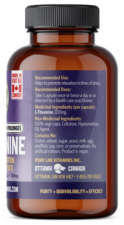 Brown supplement bottle with purple label on a white background