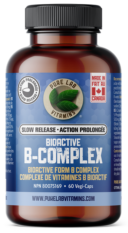 Brown supplement bottle labeled 'Bioactive B-Complex' on a white background