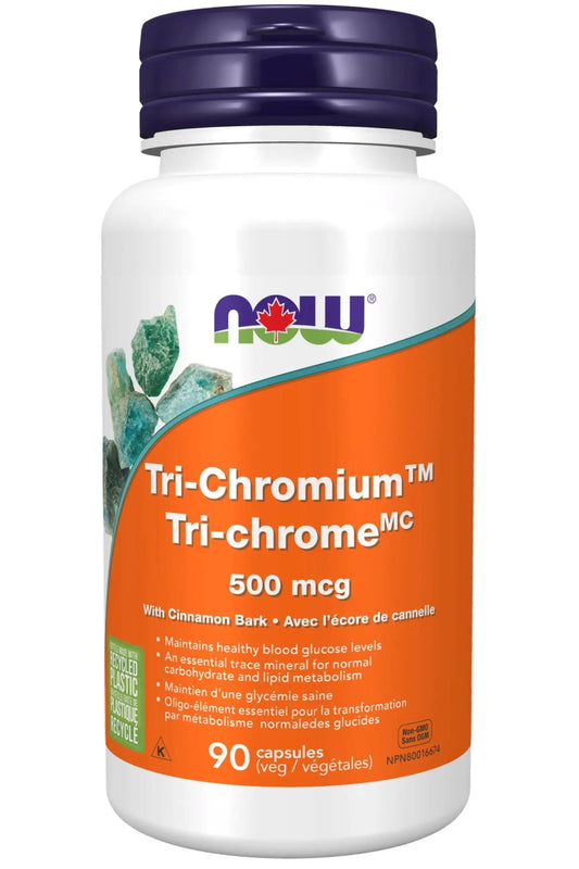 NOW Tri-Chromium 500 mcg with Cinnamon Bark (90 Veg Capsules)