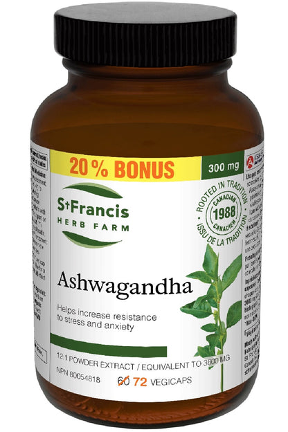 ST FRANCIS Ashwagandha Capsules BONUS (72 caps)