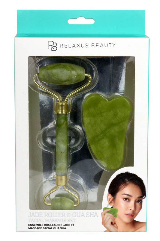 RELAXUS Jade Facial Roller & Gua Sha Set