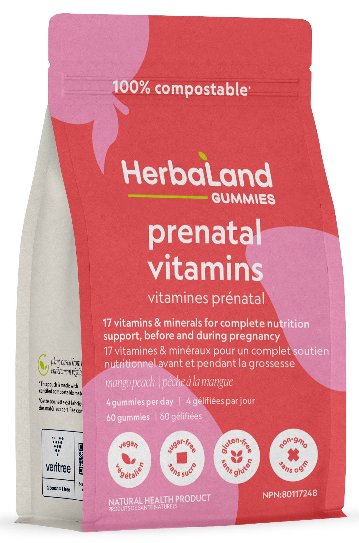 HERBALAND Prenatal Vitamins (Mango Peach - 60 gummies)